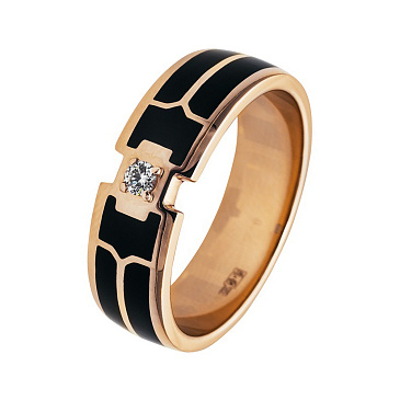 Эксклюзивное обручальное кольцо из красного золота с бриллиантом 911473-2Б